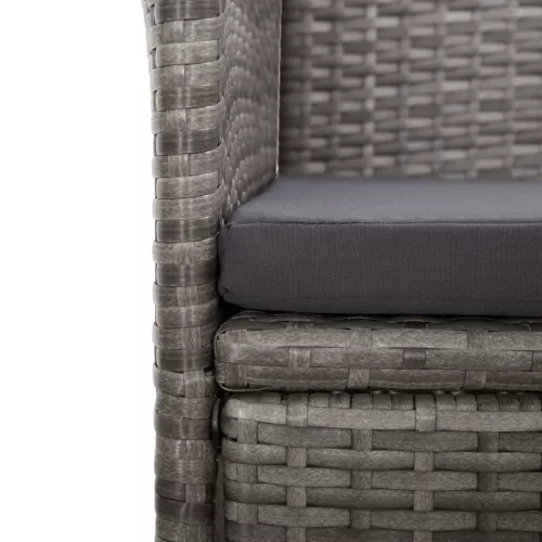  9 részes szürke polyrattan kerti étkezőgarnitúra párnával
