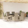  7 részes bézs polyrattan kerti étkezőgarnitúra párnákkal