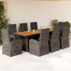  9 részes szürke polyrattan kerti étkezőgarnitúra párnával