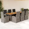  9 részes szürke polyrattan kerti étkezőgarnitúra párnával