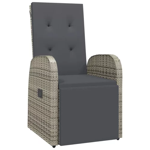  9 részes szürke polyrattan kerti étkezőgarnitúra párnával
