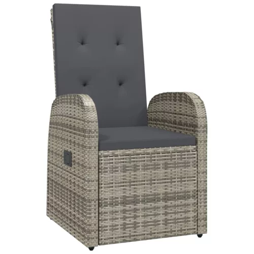  9 részes szürke polyrattan kerti étkezőgarnitúra párnával