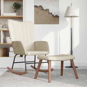  krémfehér bársony hintaszék lábtartóval