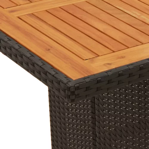  7 részes fekete polyrattan kerti étkezőgarnitúra párnával