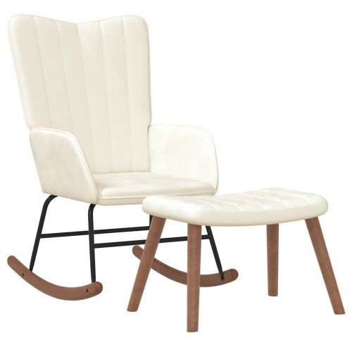  krémfehér bársony hintaszék lábtartóval