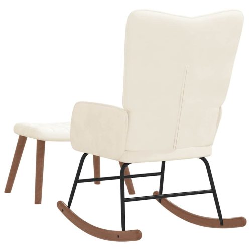  krémfehér bársony hintaszék lábtartóval