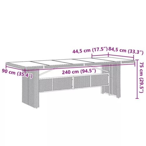 7 részes fekete polyrattan kerti étkezőgarnitúra párnával