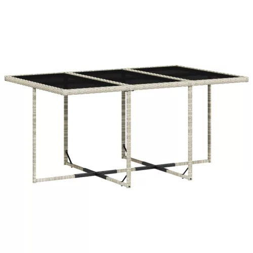  7 részes világosszürke polyrattan kerti étkezőszett párnával