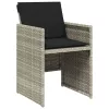  7 részes világosszürke polyrattan kerti étkezőszett párnával