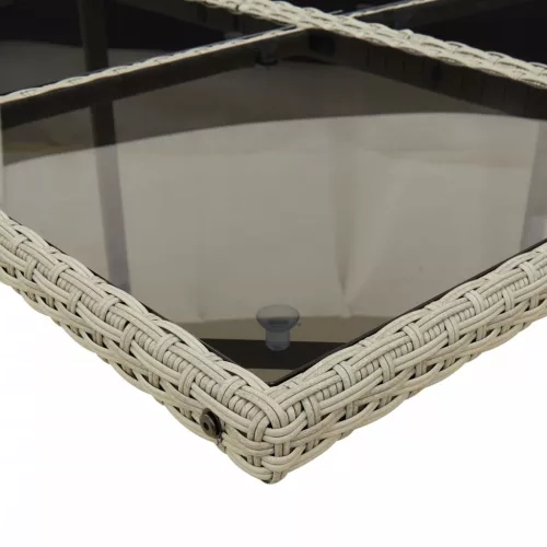  7 részes világosszürke polyrattan kerti étkezőszett párnával