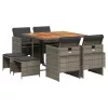  9 részes szürke polyrattan kerti étkezőgarnitúra párnával