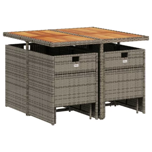  9 részes szürke polyrattan kerti étkezőgarnitúra párnával