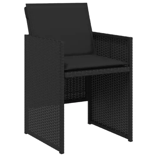 13 részes fekete polyrattan kerti ülőgarnitúra párnákkal