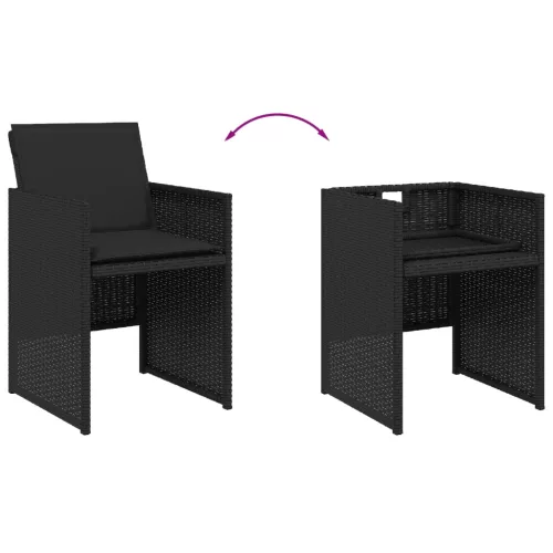 13 részes fekete polyrattan kerti ülőgarnitúra párnákkal