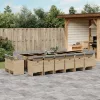  17részes vegyes bézs polyrattan kerti étkezőgarnitúra párnákkal