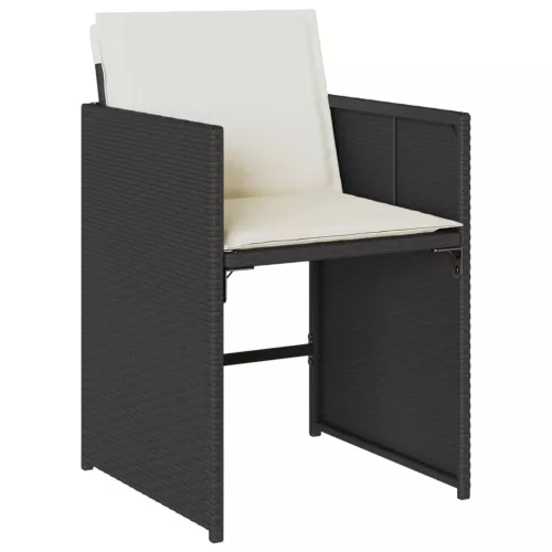  7 részes fekete polyrattan kerti étkezőgarnitúra párnával