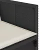  7 részes fekete polyrattan kerti étkezőgarnitúra párnával