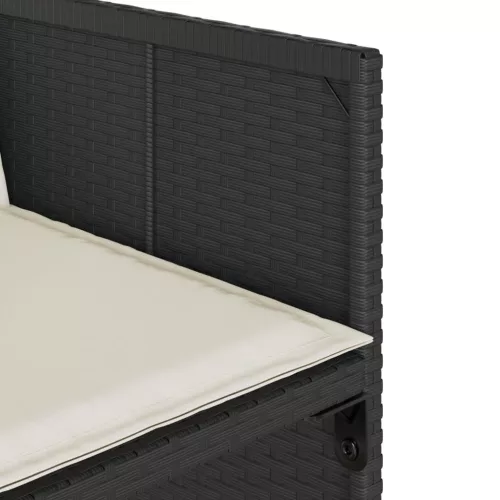  7 részes fekete polyrattan kerti étkezőgarnitúra párnával