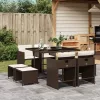  9 részes barna polyrattan kerti étkezőgarnitúra párnákkal