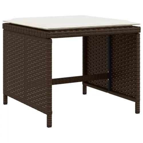  9 részes barna polyrattan kerti étkezőgarnitúra párnákkal