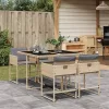  5 részes vegyes bézs polyrattan kerti étkezőgarnitúra párnákkal