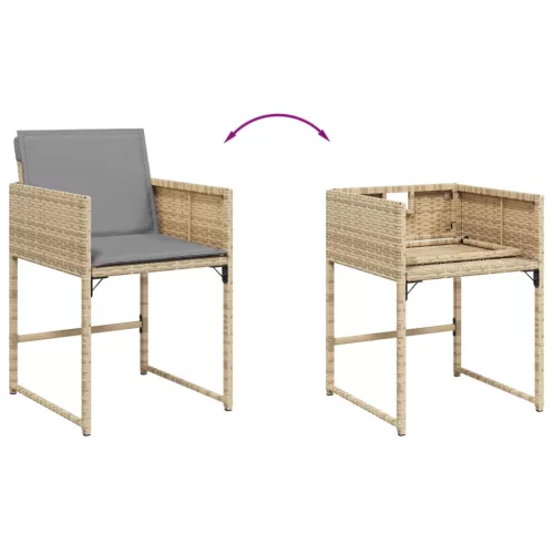  5 részes vegyes bézs polyrattan kerti étkezőgarnitúra párnákkal