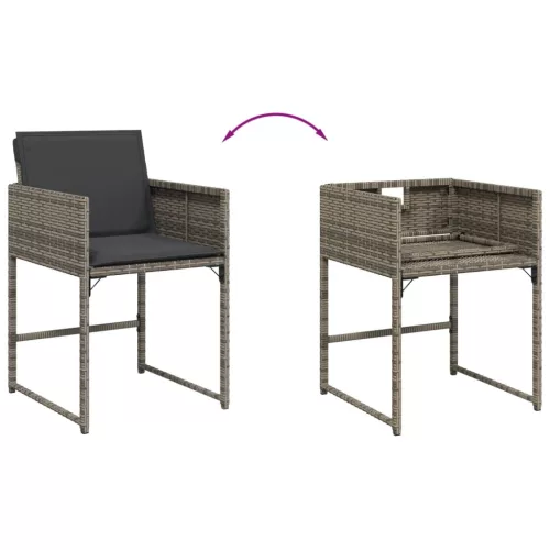 7 részes szürke polyrattan kerti étkezőgarnitúra párnával
