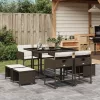  9 részes barna polyrattan kerti étkezőgarnitúra párnákkal