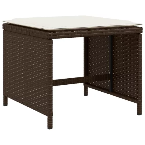  9 részes barna polyrattan kerti étkezőgarnitúra párnákkal