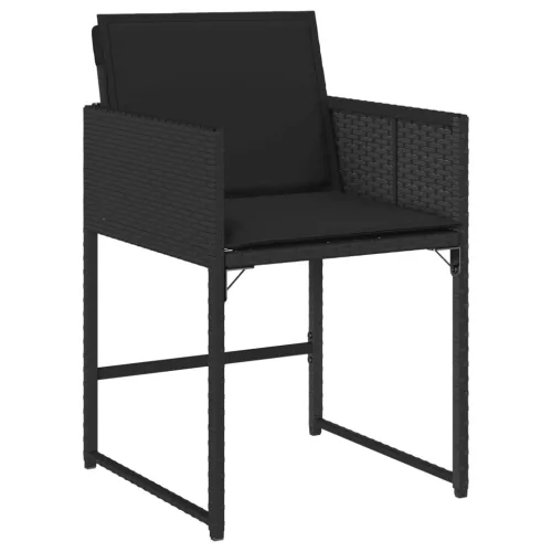  11 részes fekete polyrattan kerti étkezőgarnitúra párnákkal