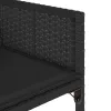  11 részes fekete polyrattan kerti étkezőgarnitúra párnákkal