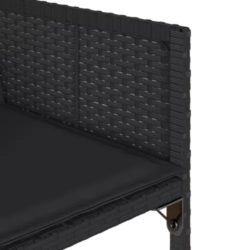  11 részes fekete polyrattan kerti étkezőgarnitúra párnákkal