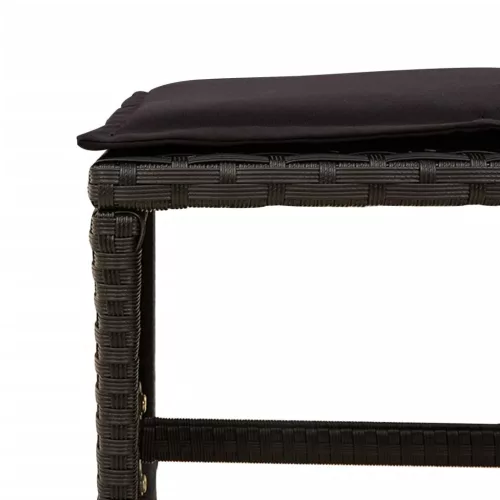  11 részes fekete polyrattan kerti étkezőgarnitúra párnákkal
