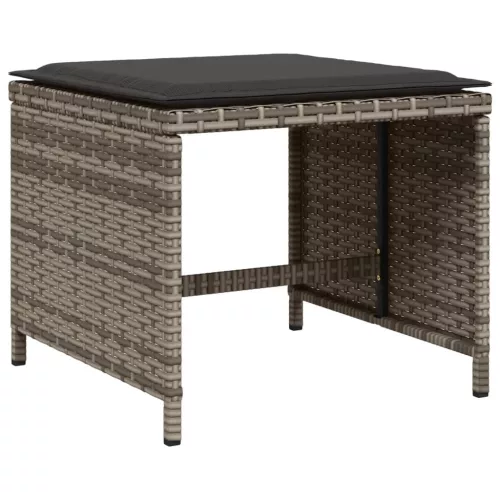  15 részes szürke polyrattan kerti étkezőgarnitúra párnákkal