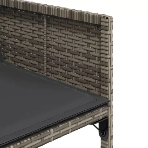  15 részes szürke polyrattan kerti étkezőgarnitúra párnákkal
