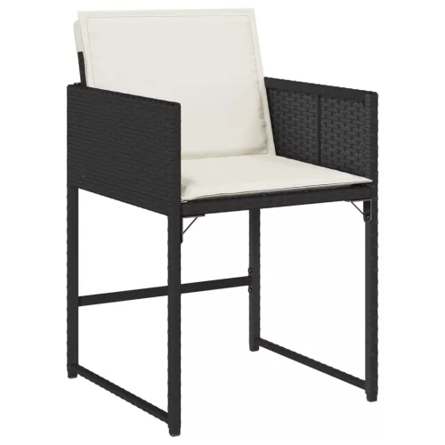  15 részes fekete polyrattan kerti étkezőgarnitúra párnákkal
