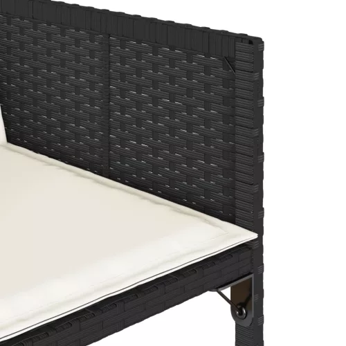  15 részes fekete polyrattan kerti étkezőgarnitúra párnákkal
