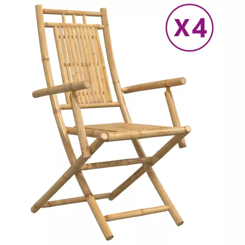  4 db összecsukható bambusz kerti szék 53 x 66 x 99 cm
