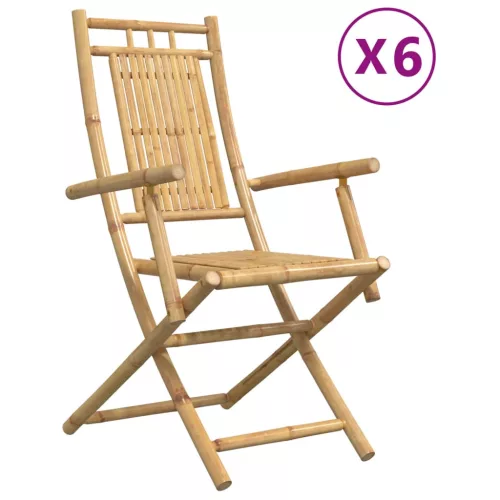  6 db összecsukható bambusz kerti szék 53 x 66 x 99 cm