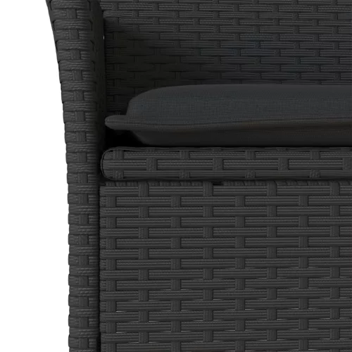  7 részes fekete polyrattan/üveg kerti étkezőgarnitúra párnával