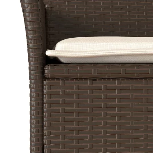  5 részes barna polyrattan/üveg kerti étkezőgarnitúra párnákkal