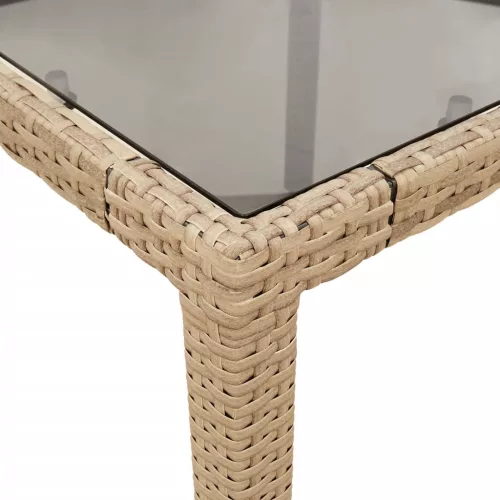  11 részes bézs polyrattan/üveg kerti étkezőgarnitúra párnákkal