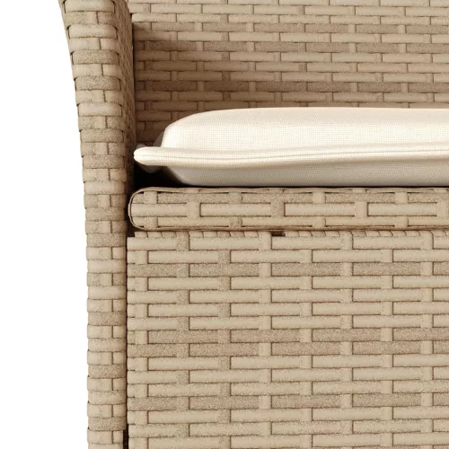  11 részes bézs polyrattan/üveg kerti étkezőgarnitúra párnákkal