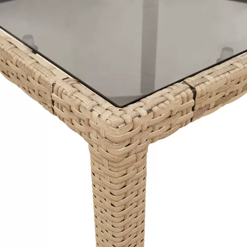  11 részes bézs polyrattan/üveg kerti étkezőgarnitúra párnákkal
