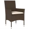  3 részes barna polyrattan/üveg kerti étkezőgarnitúra párnával