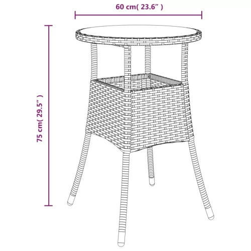  3 részes barna polyrattan/üveg kerti étkezőgarnitúra párnával