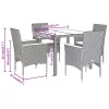 5részes fekete polyrattan/akácfa kerti étkezőgarnitúra párnákkal