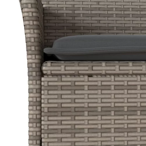  3részes szürke polyrattan/akácfa kerti étkezőgarnitúra párnával