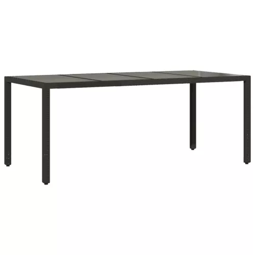  9 részes fekete polyrattan/üveg kerti étkezőgarnitúra párnákkal