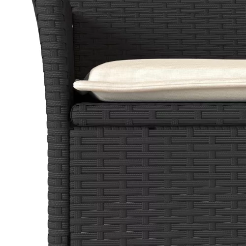 9 részes fekete polyrattan/üveg kerti étkezőgarnitúra párnákkal
